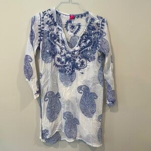 Raj Made in India 100% Cotton EMBROIDERED TOP/ Cover Up  Size Medium 1979